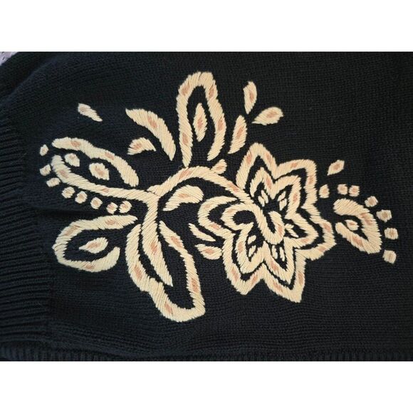 Lilys Of Beverly Hills Black Floral Embroidered Sweater Vest boho cottagecore - Picture 7 of 8
